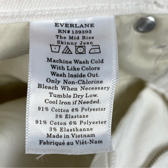 Everlane Mid-Rise Cropped Ankle Skinny Jeans Bone Size 26 - Picture 11 of 12